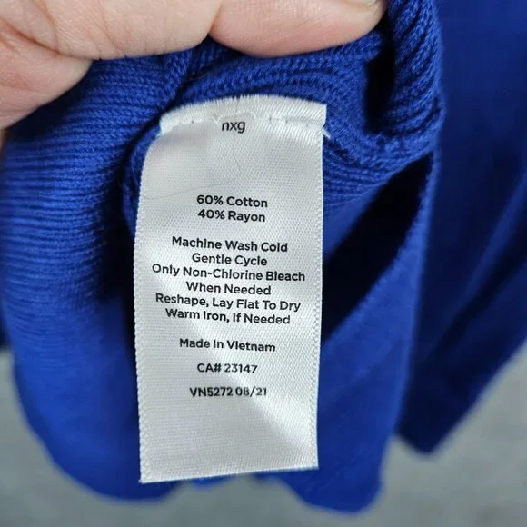 TALBOTS Women's Girlfriend Enamel Blue Button Up V-neck Cardigan Size XLP - Picture 7 of 8